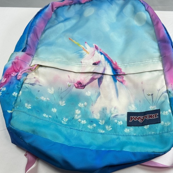 JanSport Kids Backpack with Unicorn & Rainbow Design - Blue and Pink - Picture 12 of 16
